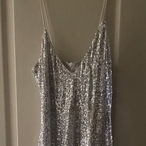 Sliver dress with a slit down the side